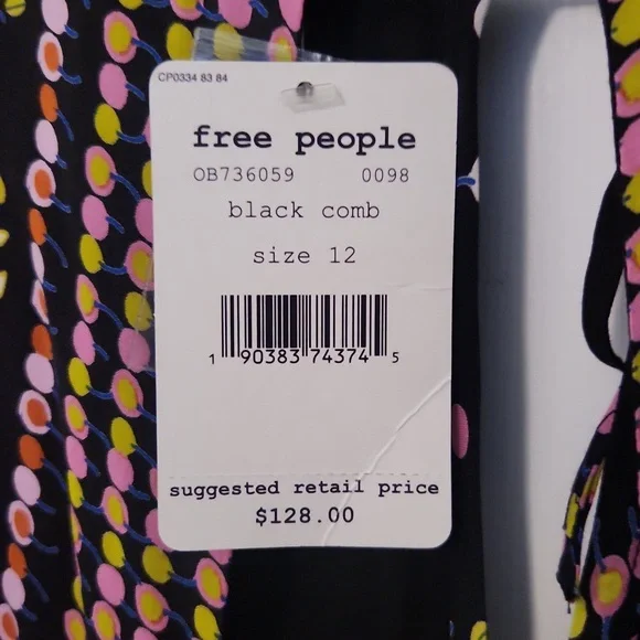 Free People Coryn Print Mini Dress in Black Combo  Sz: 12 - Picture 10 of 10